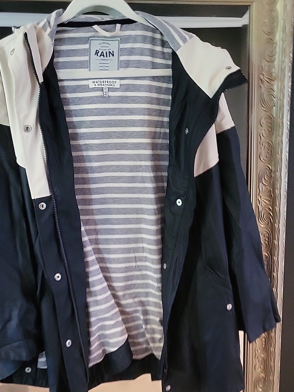 Joules Navy Rain Jacket with Cream Panels